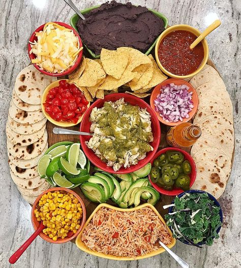 Build-Your-Own Taco Board by The BakerMama Bean Nachos, Halloween Charcuterie Board, Halloween Charcuterie, Flourless Brownies, Baked Cake, Charcuterie Board Ideas, Salsa Verde Chicken, Fingerfood Party, Creative Snacks