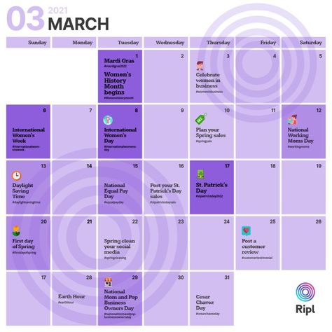 March 2022 social media content calendar for small businesses March Content Ideas, Spring Social, 2023 Printable, Facebook Engagement Posts, Instagram Posting, Social Media Content Planner, Pinterest Guide, Engagement Posts, Facebook Engagement