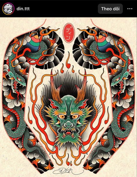 Dragon Traditional, Traditional Japanese Tattoo Designs, Messages Instagram, Framed Tattoo, Band Tattoo Designs, Japan Tattoo Design, Traditional Japanese Tattoos, Greek Tattoos, Japanese Sleeve Tattoos