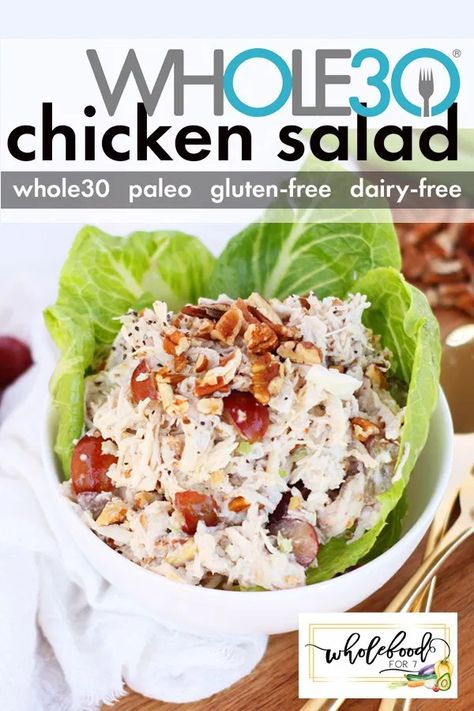 Whole30 Chicken Salad - WholeFoodFor7 Dairy Free Cold Lunches, Gluten Free Cold Lunch, Whole 30 Chicken, Df Meals, Whole 30 Salads, Paleo Chicken Salad, Boxed Lunches, Whole30 Chicken Salad, Virgin Diet