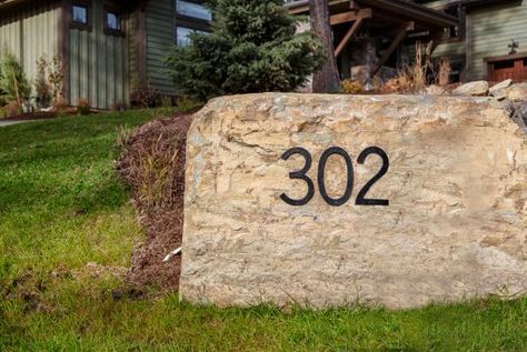 38 DIY House Number Projects & Design Ideas | HGTV Display House Numbers, Diy House Number Plaques, Portico Design, Deck Diy, House Numbers Diy, Hgtv Dream Homes, Patio Pictures, Concrete Retaining Walls, Deck Pictures