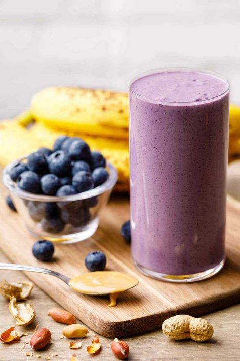 Peanut Butter And Blueberry, Coffee Banana Smoothie, Peanut Butter Blueberry, Butter Desserts, Peanut Butter Yogurt, Chocolate Banana Smoothie, Chocolate Peanut Butter Smoothie, Peanut Butter Banana Bread, Blueberry Banana Smoothie