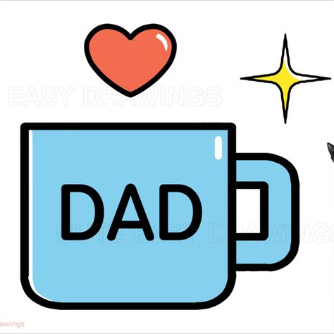 Cup Drawing, Fathers day Father's Day Drawing, Father And Daughter Love, Fathers Day Cake, What To Draw, Mini Drawings, Drawing Easy, Cute Cups, Creative Gifts, Crochet Tutorial