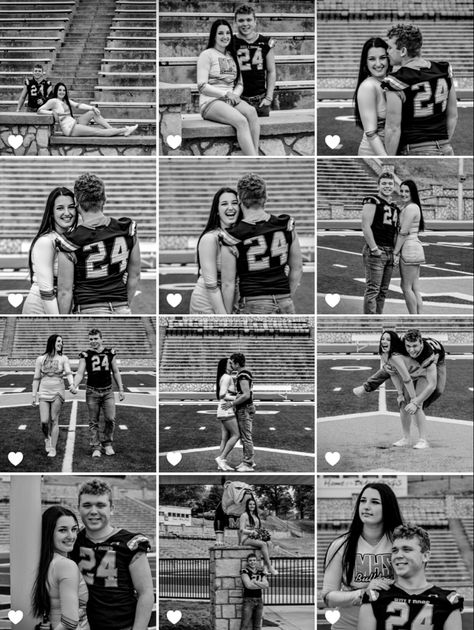 Football Couples Photoshoot, Cute Football And Cheerleader Pictures, Football And Cheer Couple Poses, Cheerleading And Football Couples, Cute Football And Cheerleader Couple Pictures, Football Couple Senior Pictures, Football Cheerleader Couple Pictures, Cheer And Football Couples Pictures, Football Couples Pictures