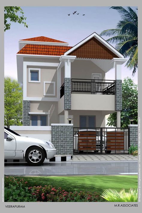 Hut Shape House Elevation, House Elevation Designs, Front Building Design, Modern Bungalow House Plans, Shape House, Home Elevation, Mid Century Contemporary, Block Of Flats, Modern Small House Design