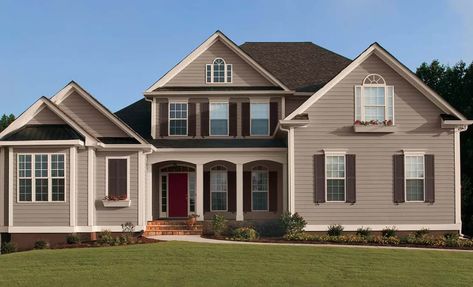 Exterior Paint Colors 2022: Best 15 Ideas For Your House Benjamin Moore Pale Oak, Modern Exterior Paint Colors, Outside House Paint, House Paints, Exterior Color Palette, Best Exterior Paint, House Shutters, Exterior House Color, Brown House