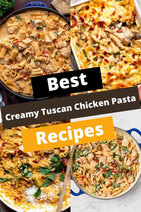 TOP 13 CREAMY TUSCAN CHICKEN PASTA RECIPES FOR DINNER Tuscany Recipes, Pasta Recipes For Dinner, Creamy Tuscan Chicken Pasta, Best Baklava Recipe, Veal Saltimbocca, Saltimbocca Recipe, Chicken Mushroom Pasta, Tuscan Pasta, Boiled Egg Recipes