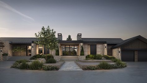 Rustic Ranch House Exterior, Modern Ranch House Exterior, Exterior Cladding Options, Contemporary Farmhouse Exterior, Modern Bungalow Exterior, Dean Thomas, Modern Ranch House, Vista House, Ranch House Exterior