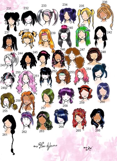 Cute Hairstyles Drawing, Pelo Anime, Drawing Hair, Hair Sketch, 얼굴 그리기, Different Hair, Colored Hair, Anime Hair, Fashion Design Drawings