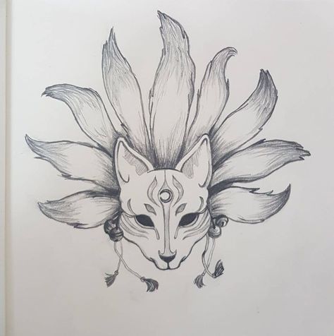 9 Tailed Fox Drawing, 9 Tails Fox Tattoo, 9 Tailed Fox, Tiny Finger Tattoos, Tattoo Catalog, Fox Drawing, Cute Tattoo, Naruto Tattoo, Fox Tattoo