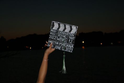 Aesthetic High School Grad cap idea #film #senioryear #gradcapideas #producer #unique #classof2022 #gradcap #graduation #graddy #lastride #filmgradcap #futureproducer #moviegradcap Film School Graduation Caps, Graduation Cap Designs Film, Film Graduation Cap, Film School Graduation, Aesthetic High School, Grad Invites, Grad Invitations, Graduation Cap Designs, Cap Ideas