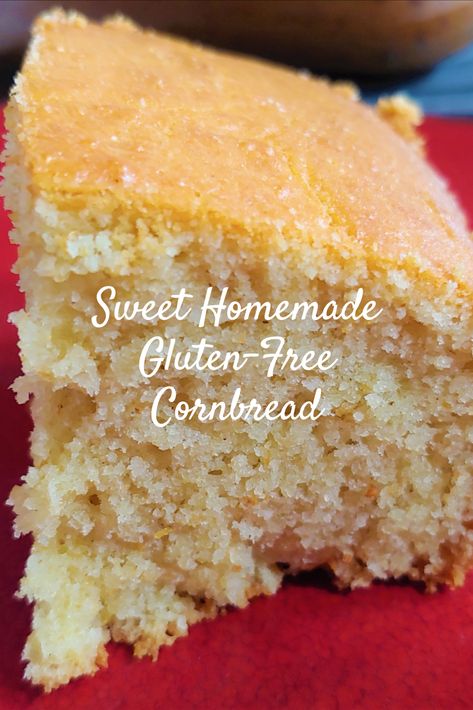 Piece of cornbread on a plate Best Gluten Free Cornbread, Gluten Free Cornbread Recipe, The Best Cornbread, Best Cornbread, Cornbread Recipes, Gluten Free Cornbread, Sweet Cornbread, Gluten Free Flour Blend, Best Gluten Free