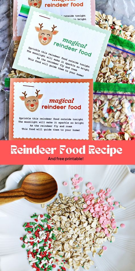 Reindeer Food - Childhood Magic Reindeer Food Craft, Reindeer Feed Recipe, Animal Safe Reindeer Food Recipe, Reindeer Food Recipe, Reindeer Food Printable, Deer Food, Reindeer Printable, Leave Cookies, Magic Reindeer Food