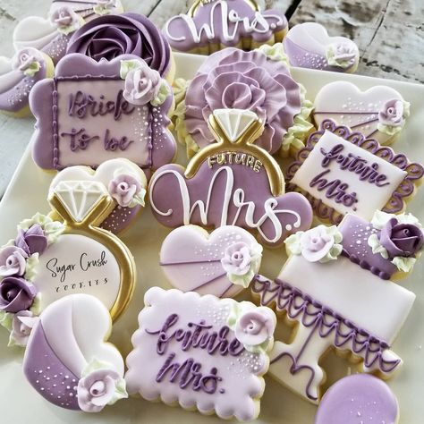 Sarah Robertson on Instagram: “Bridal Shower cookies! After finding out who these were for (my son's favorite Science teacher) that made them even more special.…” Hexagon Cookies, Bridal Shower Decorations Purple, Best Friend Wedding Gifts, Sarah Robertson, Purple Cookies, Wedding Shower Cookies, Hanging Wedding Decorations, Bridal Cookies, Purple Bridal Shower