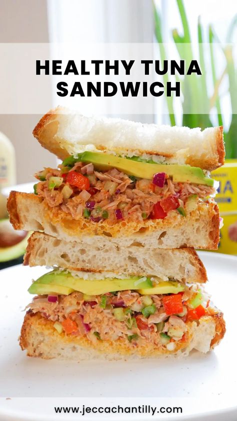 Healthy Tuna Sandwich - Jecca Chantilly Tuna Sandwich Recipes Healthy, Spicy Tuna Sandwich Recipes, High Protein Tuna Sandwich, Best Tuna Fish Sandwich Recipe, Tuna And Sweet Corn Sandwich, Tuna Mayo Sandwich, Low Calorie Tuna Sandwich, Tunafish Sandwich Easy, Healthy Tuna Sandwich