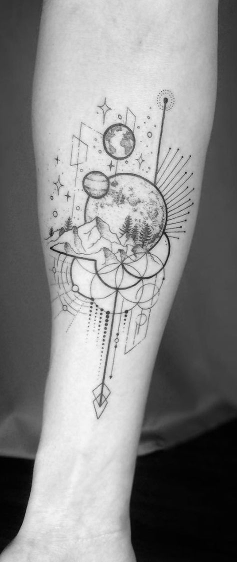 Astronomy Crafts, Planet Tattoo, Astronomy Tattoo, Polish Tattoos, Science Tattoo, Cosmic Tattoo, Solar System Tattoo, Nouveau Tattoo, Planet Tattoos