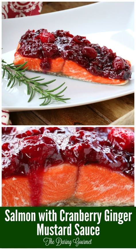 Salmon with Cranberry Ginger Mustard Sauce + #Giveaway @HamiltonBeach @Target #HBPro #ad daringgourmet.com Salmon With Cranberry Sauce, Salmon Cranberry Recipes, Cranberry Salmon Recipes, Cranberry Salmon, Salmon Thanksgiving, Thanksgiving Salmon, Fall Salmon Recipes, Vegetarian Bbq, Sauce For Salmon