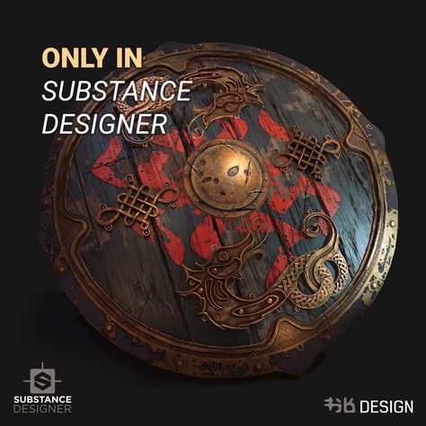 Viking Shield - Substance Designer, Alexey HRDesign on ArtStation at https://www.artstation.com/artwork/ngqEO Shields Design, Escudo Viking, Arte Viking, Viking Cosplay, Art Viking, Viking Shield, Substance Designer, Viking Art, Norse Vikings