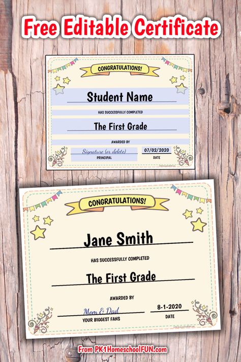 Free Editable Award Certificate For Kids - PK1Kids Classroom Certificates, Classroom Awards Certificates, End Of Year Awards, Participation Award, Classroom Awards, Free Printable Certificates, Award Template, Editable Certificates, Online Homeschool