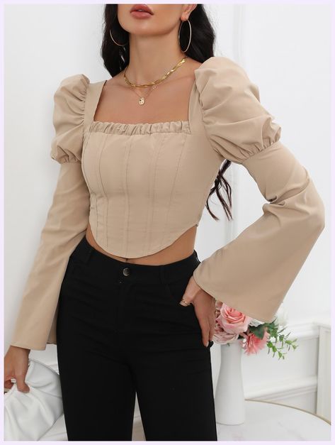 Formal Tops For Women Blouses Fashion, Fancy Top Design, Formal Tops For Women, Top Designs For Women, Corset Fashion Outfits, Formal Tops, Crop Top Designs, Women Blouses Fashion, Fashion Top Outfits