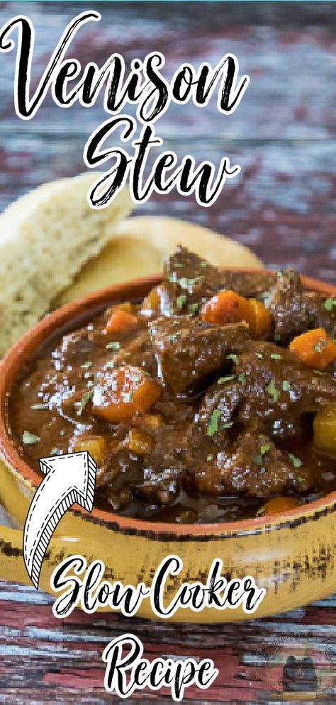 Venison Stew Slow Cooker, Venison Stew Crockpot, Venison Recipes Crockpot, Stroganoff Crockpot, Stew Slow Cooker, Slow Cooker Venison, Backstrap Recipes, Crockpot Beef Stew, Stew Crockpot