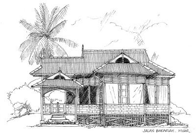 Kampung House, 4x4 Painting, Malay House, Beach Resort Design, Malay Traditional, Architecture Development, Yi Qi, Arch Sketch, Philippines House Design