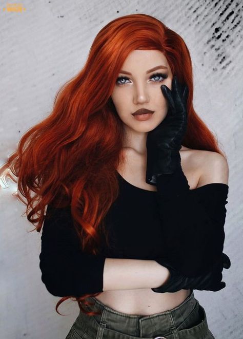 Copper Hair Costume Ideas Halloween, Orange Lace Front Wig, Kim Possible Costume, Kim Possible Cosplay, Facts About Life, Ginger Red, Dark Princess, Hallowen Costume, Wavy Style