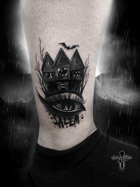 salem witch house 1692 Tattoo Salem, Witch House Tattoo, Salem Witch House, House Tattoo, Salem Ma, Salem Witch, Modern Tattoos, Home Tattoo, Witch House