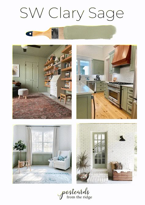 Clary Sage Kitchen, Sage Green Exterior House, Sherwin Williams Clary Sage, Sherwin Williams Paint Colors Green, Sage Paint Color, Sage Green Paint Colors, Sage Living Room, Sherwin Williams Green, Sage Green Paint Color