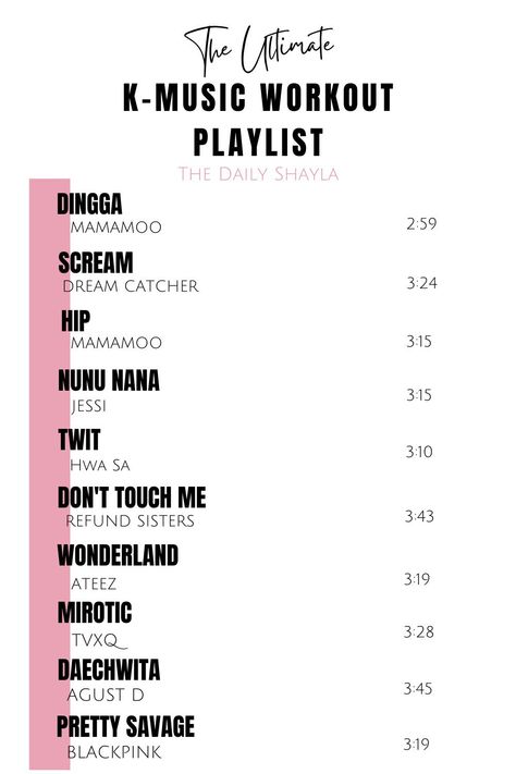 From Mamamoo to J-park. Find out what songs were on my K-music workout playlist. These are the Korean songs I had on repeat all November long! #Blackpink #jessi #kpop #music #k-hiphop #koreanmusic #suga #CL #hwasa #aespa K Pop Workout, Best Songs List, Rap Music Playlist, Korean Songs, Jessi Kpop, Kpop Playlist, Kpop Workout, Workout Songs, Sport Nutrition