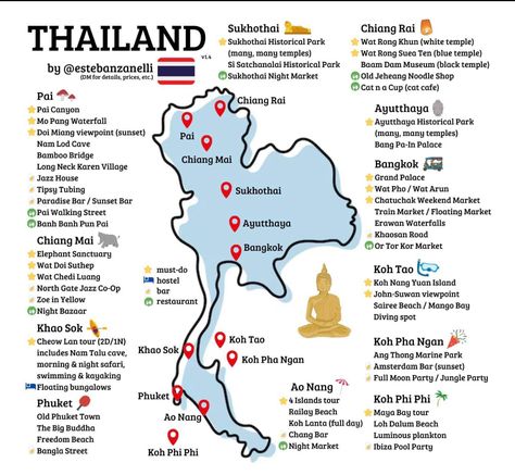 Map Of Thailand, Thailand Destinations, Backpacking Routes, Thailand Map, Koh Phi Phi, Thailand Vacation, Full Moon Party, Thailand Travel Guide, Nature Trails