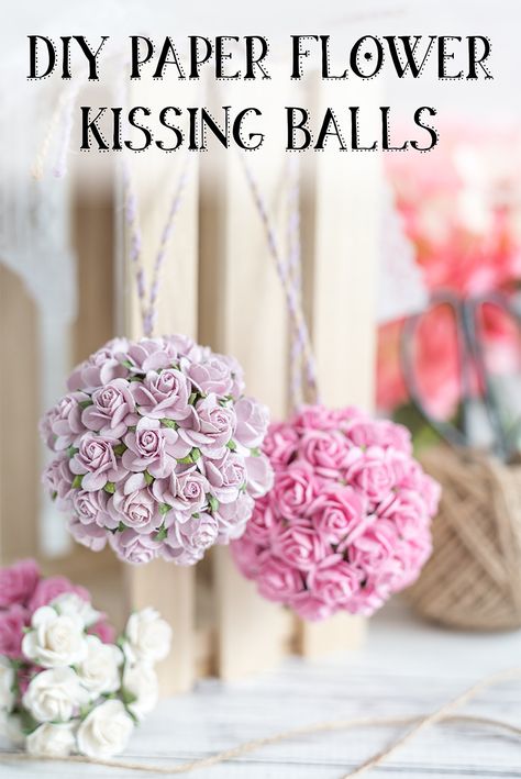 Diy Flower Balls Hanging, Diy Kissing Ball, Diy Flower Ball, Make A Paper Flower, Pomander Balls, Kissing Balls, Flower Balls, Diy Paper Flowers, Hand Fans For Wedding