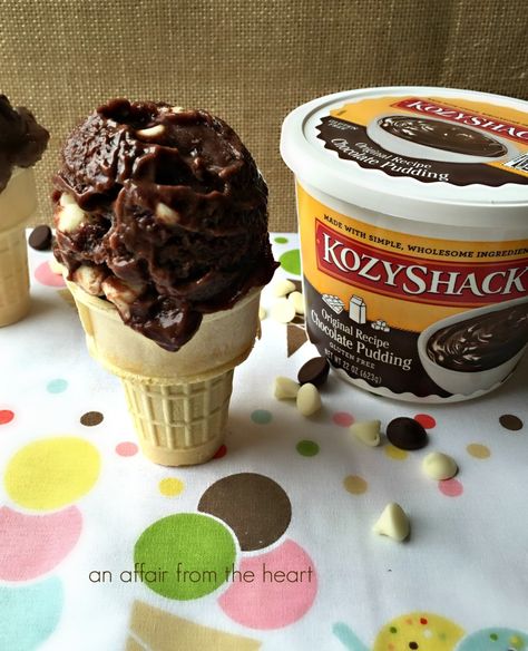 Triple Chocolate Frozen Pudding Frozen Pudding, Frozen Treat, Triple Chocolate, Chocolate Pudding, Frozen Desserts, Chocolate Chips, Easy Recipe, Cooking And Baking, Chocolate Chip