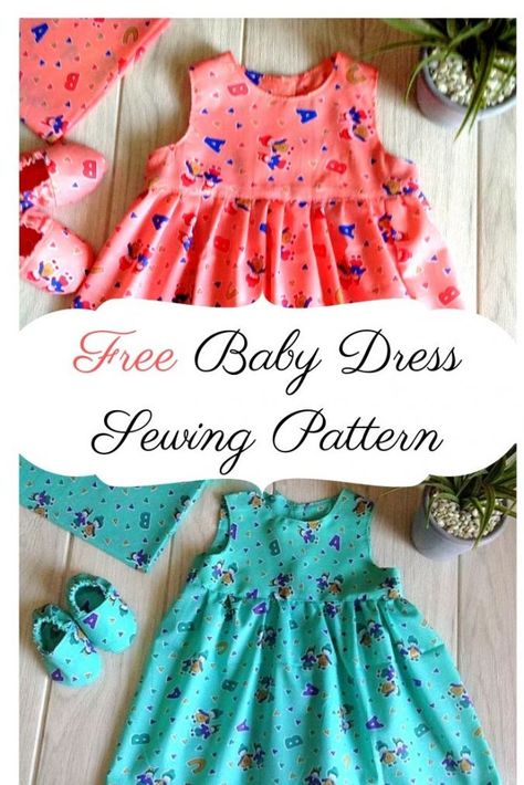 Pola Topi, Baby Dress Diy, Toddler Dress Patterns, Dress Sewing Patterns Free, Baby Clothes Patterns Sewing, Girls Clothes Patterns, Kids Clothes Patterns, Baby Dress Pattern, Sewing Baby Clothes