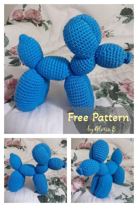 Crochet Big Ball Pattern Free, Crochet Animals Easy Free Patterns, Crocheted Balloon Animals, Balloon Animal Amigurumi, Free Crochet Patterns Balloon Dog, Amigurumi Balloon Animal Free Pattern, Ballon Animal Crochet Pattern Free, Balloon Dog Amigurumi, Crochet Ballon Animals Pattern