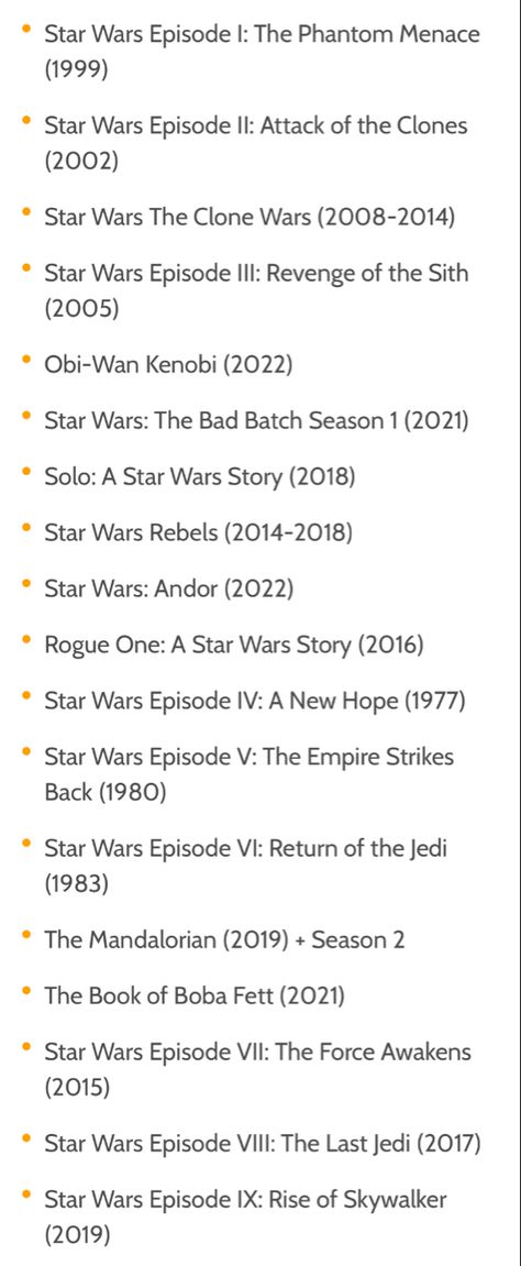 a list of Star Wars movies in the order that they’re supposed to be watched Starwars Watching Order, Star Wars Movie Order, How To Watch Star Wars In Order, Star Wars Movies In Order To Watch, Star Wars In Order To Watch, Star Wars Viewing Order, Star Wars Order To Watch, Star Wars In Order, Star Wars Movies In Order