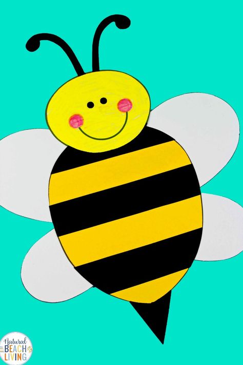 Preschool Bee Craft with Free Bee Template - Natural Beach Living January Preschool Themes, Bee Template, Bumble Bee Craft, Bee Craft, Bee Crafts For Kids, Bee Activities, Bee Printables, Insect Crafts, Insects Theme