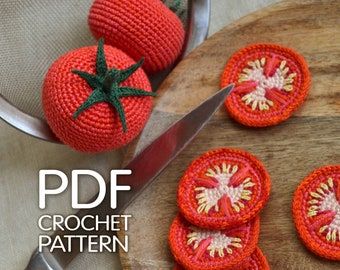 Crochet patterns Food crochet patterns by PelyushenkoCraft on Etsy Crochet Tomato, Food Crochet, Play Kitchens, Food Patterns, Crochet Food, Crochet Tutorials, Pattern Play, Fruit Pattern, Crochet For Kids