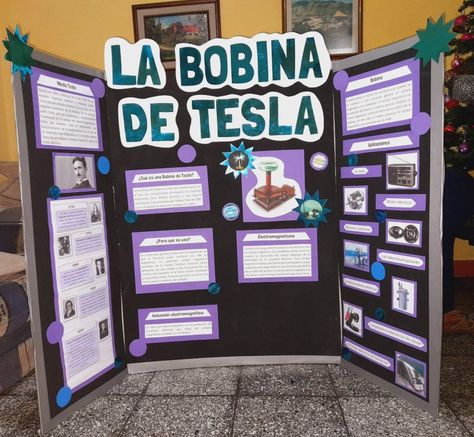 Triptico la bobina de Tesla School Poster Layout Ideas, Poster Presentation Ideas, Poster Ideas For School Projects, Science Fair Display Board, Science Project Board, Trifold Board, Science Project Models, Science Fair Projects Boards, Presentation Ideas For School