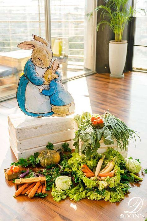 The party decorations at this Vintage Peter Rabbit 1st Birthday Party are stunning! See more party ideas and share yours at CatchMyParty.com  #catchmyparty #partyideas #peterrabbit #peterrabbit1stbirthdayparty  #peterrabbitpartydecorations Rabbit Party Decorations, Rabbit Cakes, Peter Rabbit Garden, Peter Rabbit 1st Birthday, Peter Rabbit Birthday Party, Rabbit Birthday Party, Vintage Peter Rabbit, Flopsy Bunny, Peter Rabbit Cake