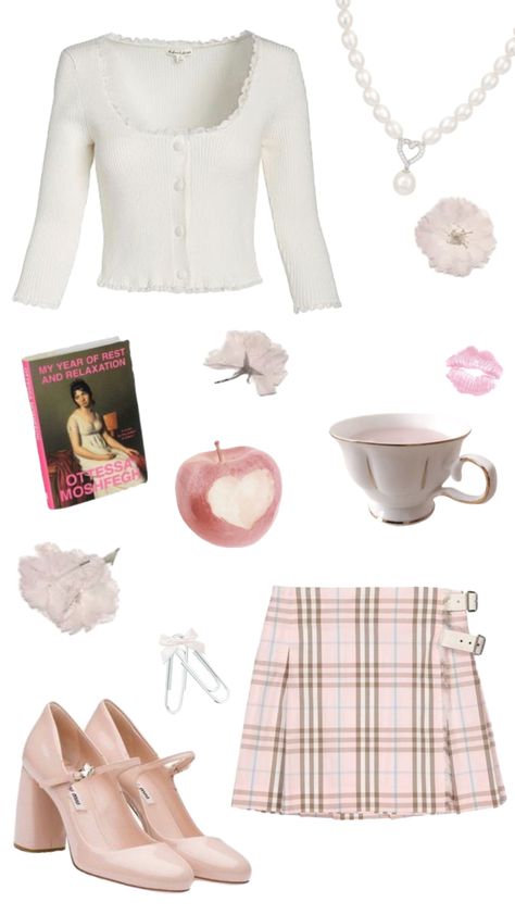 #coquette #academia #school #pink #outfit Coquette Outfit White Background, Preppy Style Pink, Coutteqe Outfit, Coquette Fit Ideas, Coquette Date Outfit, Cocette Aesthetic Outfit Pink, Coquette Academia Outfit, Coquette Work Outfit, Coquette Outfit Board