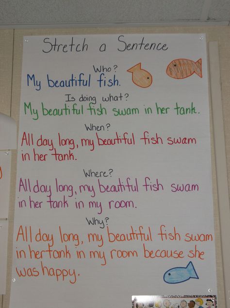 ELD/ELA:  how to stretch a sentence to make it more interesting.  Adding the who, what, when, where and why to a sentence. Eld Activities 3rd Grade, How To Stretch A Sentence, How To Teach Writing A Sentence, Who What When Where Why Activities, How To Teach Sentence Writing, Who What Where When Why How Activities, Kinds Of Sentences Activities, What Is A Sentence, Eld Activities