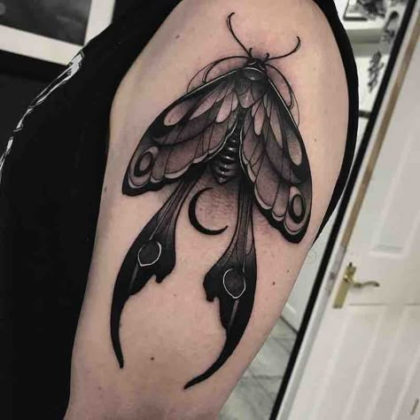 Moth Tattoo Design, Kunst Tattoos, Insect Tattoo, Bug Tattoo, Muster Tattoos, Moth Tattoo, Butterfly Tattoo Designs, Knee Tattoo, Dark Tattoo