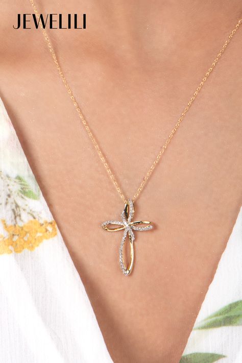 Whether treating yourself or surprising a loved one, this 10K Yellow Gold Diamond Cross Pendant Necklace is a stunning accessory suitable for daily wear or a thoughtful gift. The pendant features sparkling diamonds set in a classic cross design, adding a touch of elegance to any outfit. Its versatility makes it ideal for casual and formal occasions. This necklace is sure to be appreciated for its beauty and sentimentality. Symbolizing faith this cross pendant is the perfect gift for her. Chain Clothing, Cubic Zirconia Necklace, Gold Cross Pendant, Diamond Cross Pendants, Diamond Cross, Cross Design, Gold Cross, Cross Designs, Cross Pendant Necklace