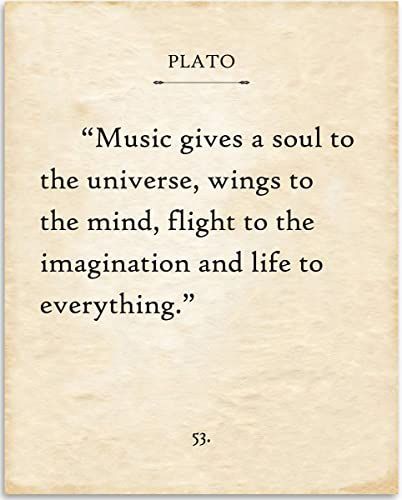 Plato - Music Gives A Soul To The Universe - 11x14 Unframed Inspirational Book Page Print Poster - Great Gift for Musicians and Home Decor Under $15 Poetic Words, Wood Stone, Literary Quotes, Poem Quotes, Deep Thought Quotes, Book Page, Poetry Quotes, Music Quotes, Quote Aesthetic