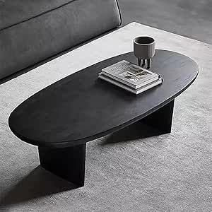 Lebolna Black Oval Coffee Table,Solid Wood Coffee Table for Living Room,Modern Accent Sofa Table Cocktail Table Center Table for Small Apartment(47.2" W x 23.6" D x 16.5" H, Black) Oval Coffee Table Black, Black Oval Coffee Table, Table For Living Room Modern, Lounge Table, Coffee Table For Living Room, Accent Sofa, Oval Coffee Table, Table For Living Room, Oval Coffee Tables