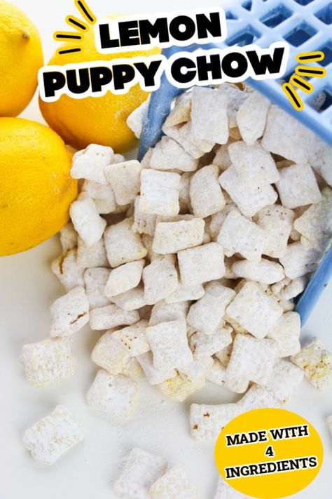 Lemon Muddy Buddies, Lemon Puppy Chow, Muddy Buddy Recipe, Cider Punch, Puppy Chow Recipe, Chow Recipe, Muddy Buddies Recipe, Muddy Buddy, Puppy Chow Recipes