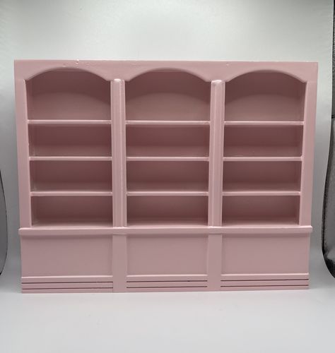 Super cute 1:12 scale miniature bookcases, display cabinet. So adorable!  Available in 2 colors or unpainted.  👉🏻 FOLLOW US FOR MORE UPDATES -- Make sure to favorite our shop and follow us at: https://www.etsy.com/shop/ShopStarburstVintage Instagram: https://www.instagram.com/shop.starburst.vintage/ ⚠️ RETURNS Shop confidently on Etsy with Etsy Purchase Protection, knowing if something goes wrong with an order, we've got your back for all eligible purchases. Please take a look at our return policy for more details. Pink Shelves Bookshelves, Pink Bookcase, Pink Bookshelf, Mini Bookcase, Blush Pink Bedroom Decor, Blush Pink Living Room, Pink Bookshelves, Colorful Bookshelf, Pink Shelves