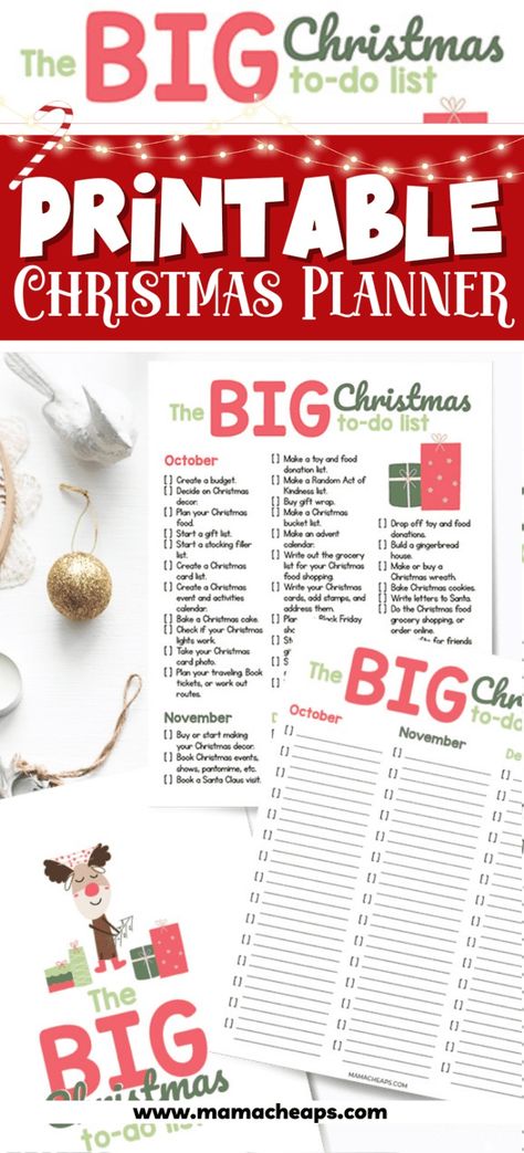 Free Printable Christmas Planner - Mama Cheaps® Christmas Planner Printables Free, Free Printable Christmas Planner, Christmas Planner Printables, Printable Christmas Planner, Christmas Checklist, Christmas Snack, Christmas To Do List, Gift Tracker, Holiday Organization