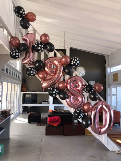 25th Birthday Decoration Ideas At Home, Birthday Decor For Mom At Home, Rose Gold And Black 40th Birthday Party, Black And Rose Gold Birthday Party, 40th Birthday Decoration Ideas For Women Black And Gold, 35th Birthday Decorations For Her, 35th Birthday Ideas For Her Decorations, 27 Birthday Ideas For Her Decoration, 36th Birthday Ideas For Husband